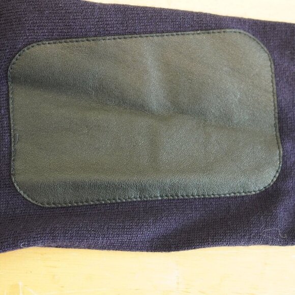 John Varvatos Luxe Merino Wool Sweater - Small - Navy Blue with Leather Elbow Pa - Picture 10 of 10